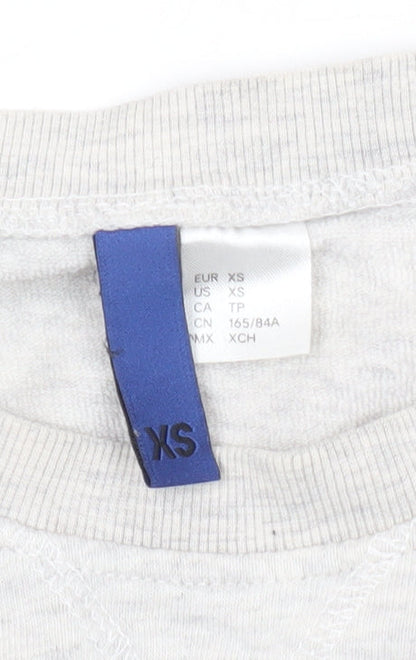 H&M Women's Grey XS Crew Neck Pullover Sweatshirt