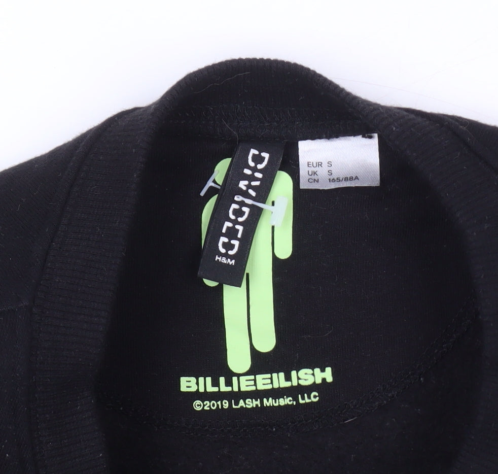 H&M Unisex Adults Black Billie Eilish Sweatshirt, Size S