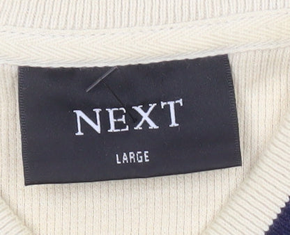Next Men's Beige V-Neck Pullover Jumper - Size L