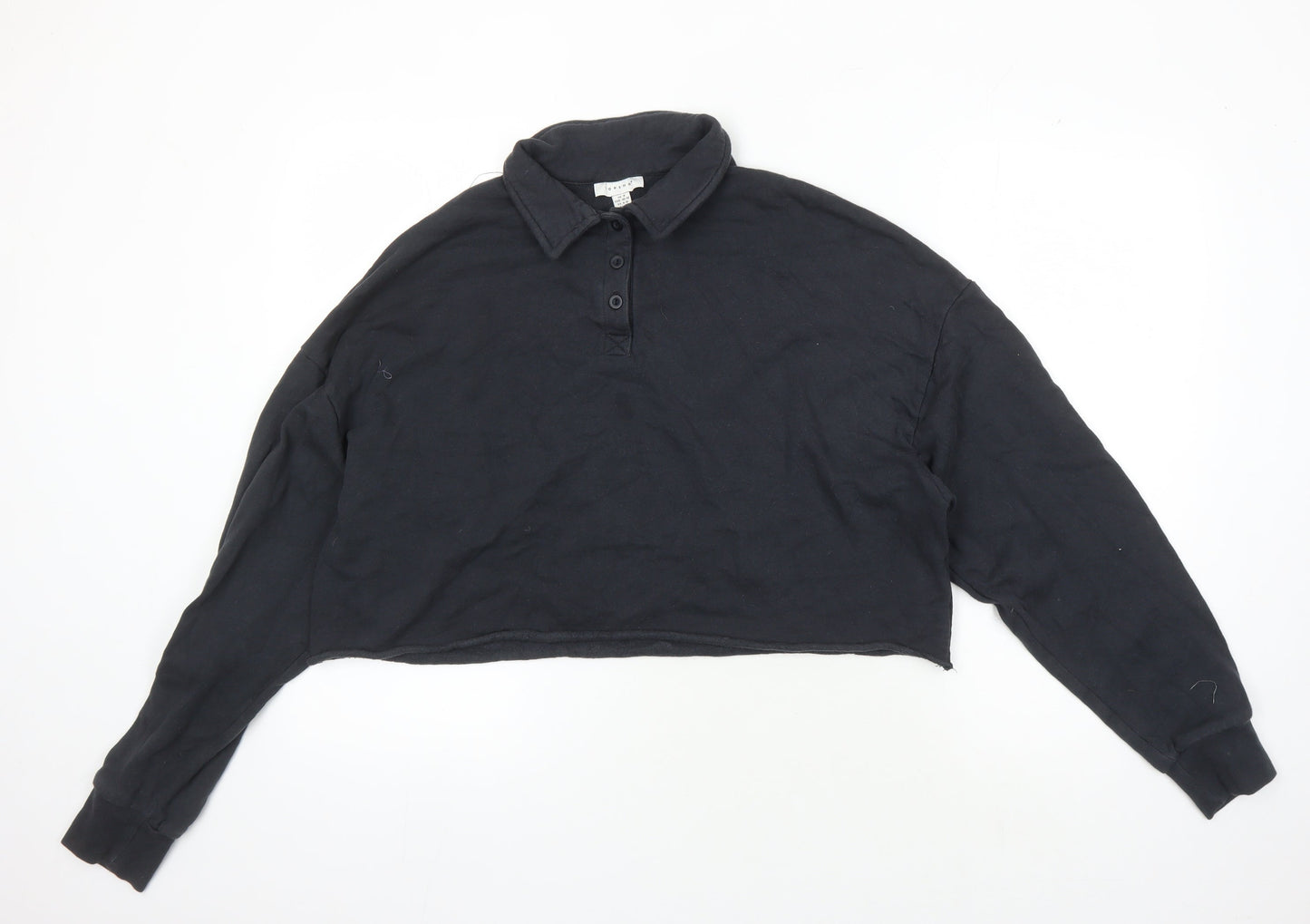 Womens UK Size M Topshop Black Cropped Polo