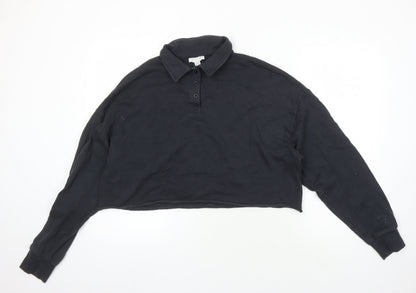 Womens UK Size M Topshop Black Cropped Polo