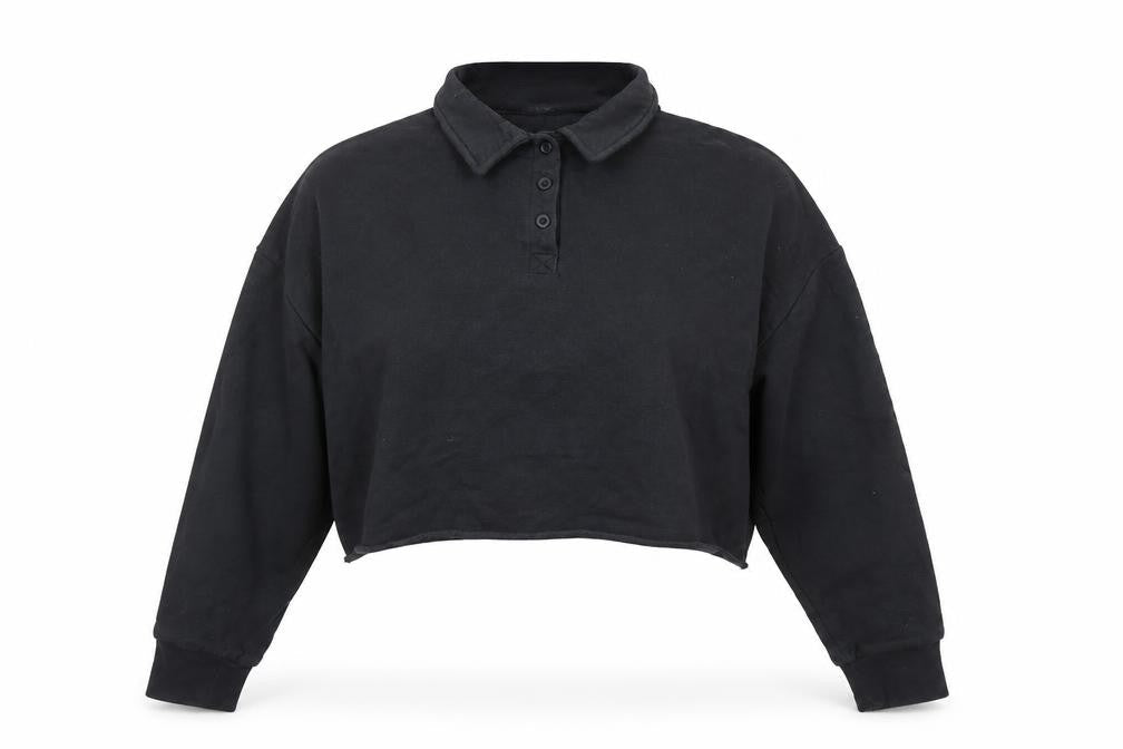Womens UK Size M Topshop Black Cropped Polo