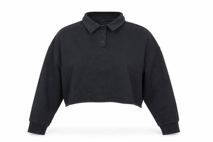 Womens UK Size M Topshop Black Cropped Polo