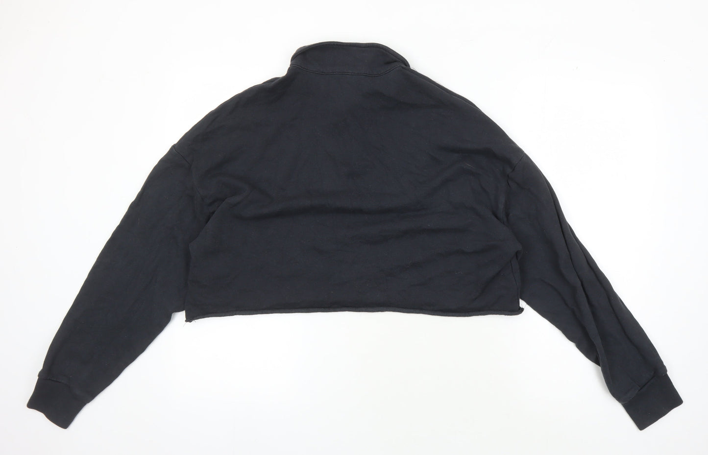 Womens UK Size M Topshop Black Cropped Polo