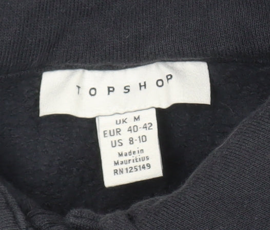Womens UK Size M Topshop Black Cropped Polo