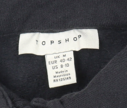 Womens UK Size M Topshop Black Cropped Polo