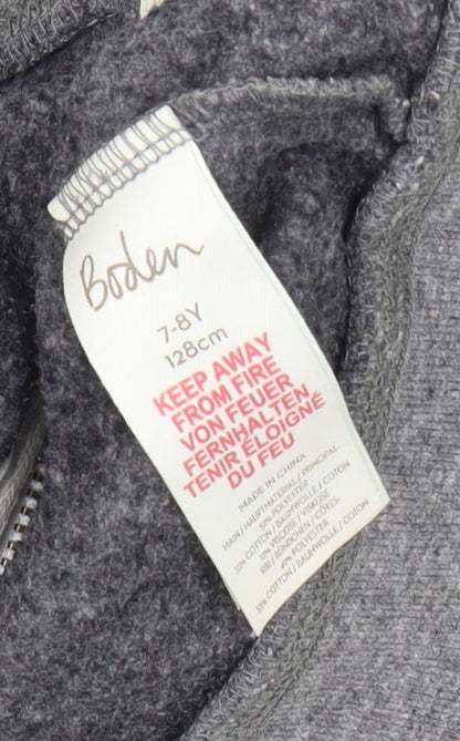 Boden Boys Grey Green Full Zip Hoodie 7-8 Years