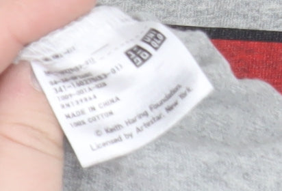 Uniqlo Men’s Grey Art T-Shirt - K. Haring, L