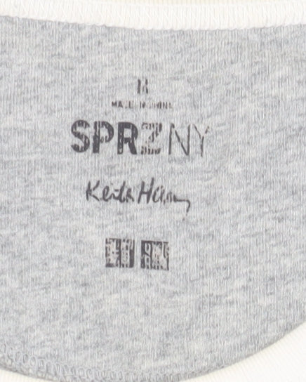 Uniqlo Men’s Grey Art T-Shirt - K. Haring, L