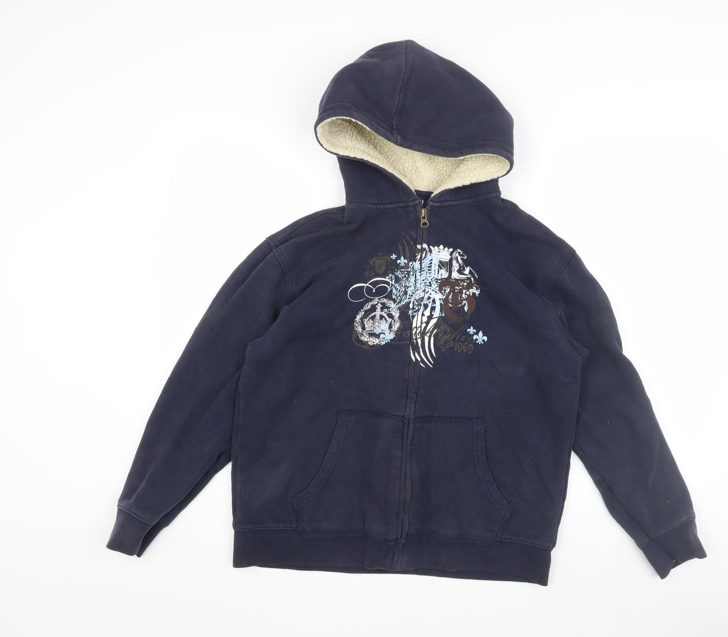 GAP Kids Girls Blue Full Zip Hoodie, 13 Years, Graphic Design