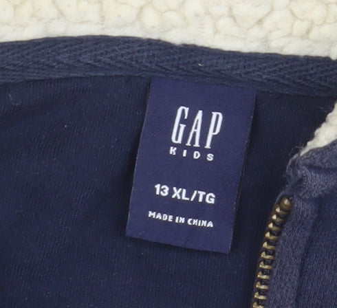 GAP Kids Girls Blue Full Zip Hoodie, 13 Years, Graphic Design