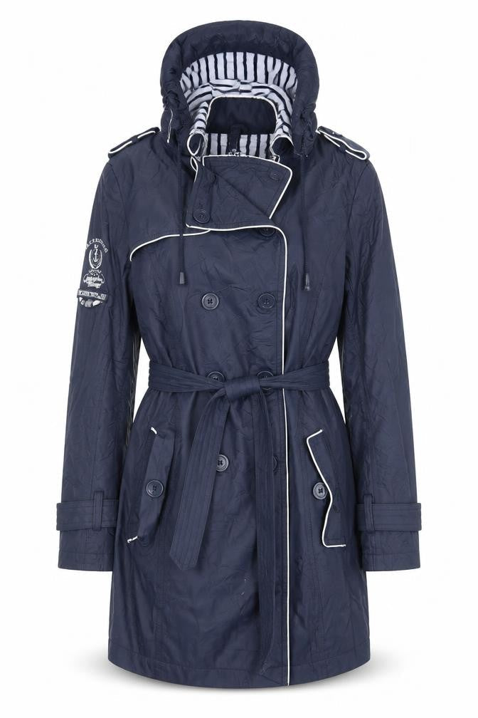 Womens UK Size 2 Geographical Norway Blue Trench Coat