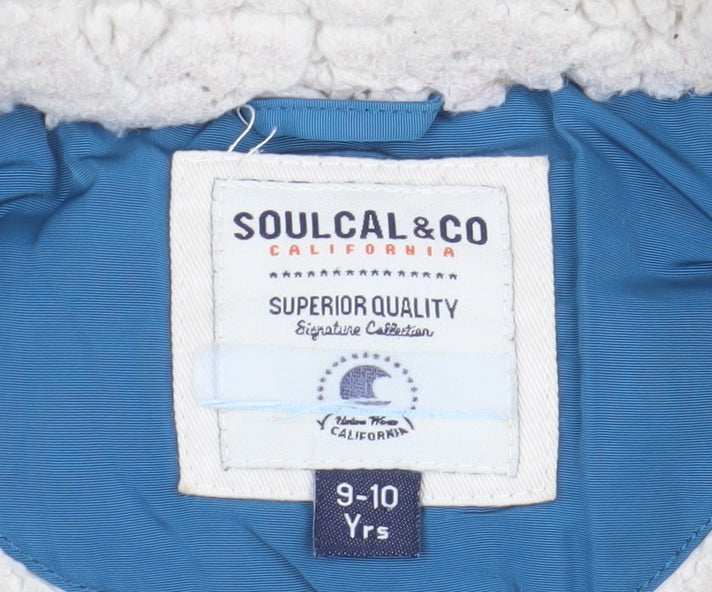 SoulCal & Co Boys Blue Puffer Jacket 9-10 Years Winter Hooded