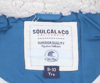 SoulCal & Co Boys Blue Puffer Jacket 9-10 Years Winter Hooded