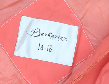 Berkertex Women's Red Parka Coat 14-16 Hooded & Pocketed
