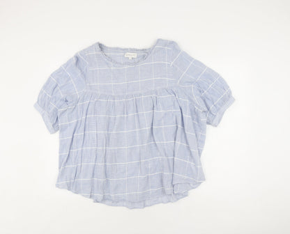 Womens UK Size M Apricot Blue Basic Blouse