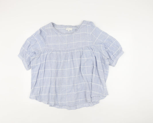 Womens UK Size M Apricot Blue Basic Blouse