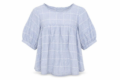Womens UK Size M Apricot Blue Basic Blouse