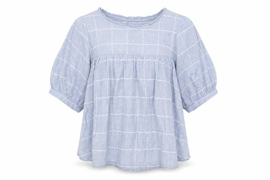Womens UK Size M Apricot Blue Basic Blouse