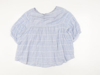 Womens UK Size M Apricot Blue Basic Blouse