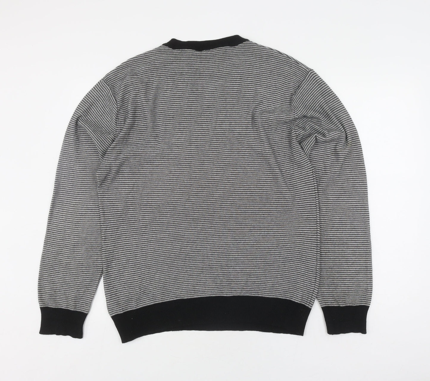 Dissident Men's M Striped V-Neck Cotton Jumper