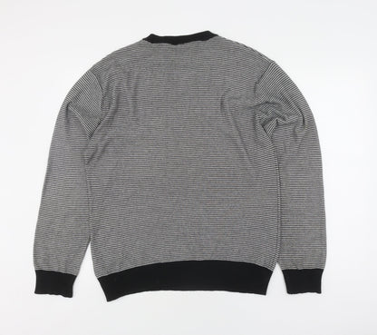 Dissident Men's M Striped V-Neck Cotton Jumper