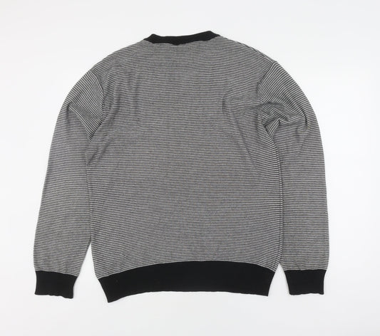 Dissident Men's M Striped V-Neck Cotton Jumper