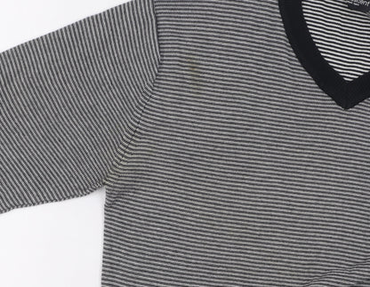 Dissident Men's M Striped V-Neck Cotton Jumper