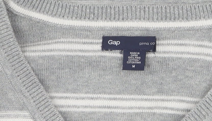 Gap Men's Grey M Pullover Striped V-Neck Jumper