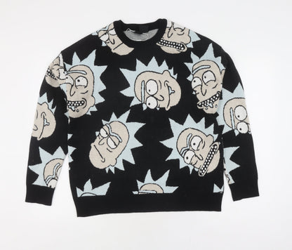 Bershka Rick and Morty Men's Black M Pullover Jumper