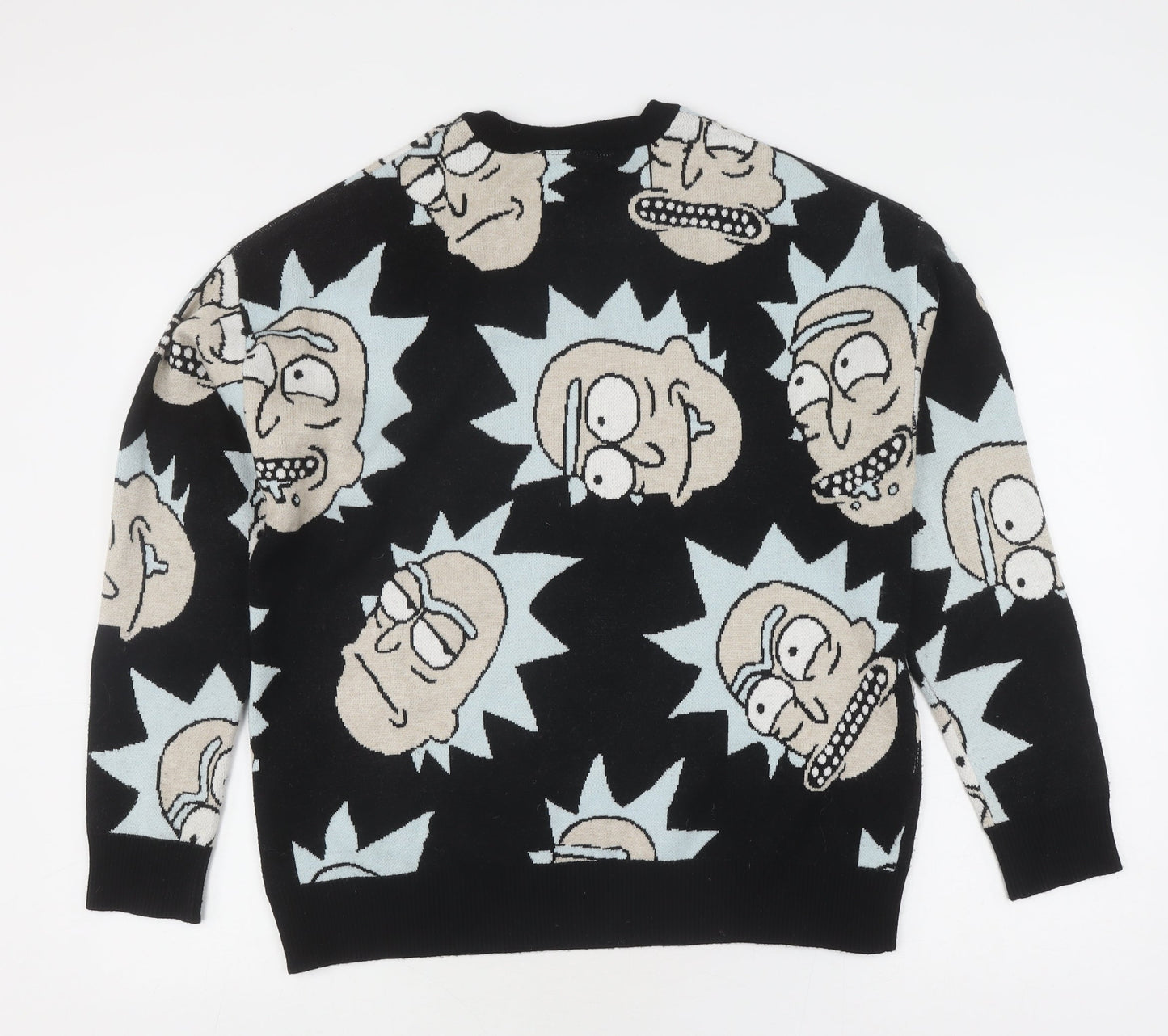 Bershka Rick and Morty Men's Black M Pullover Jumper