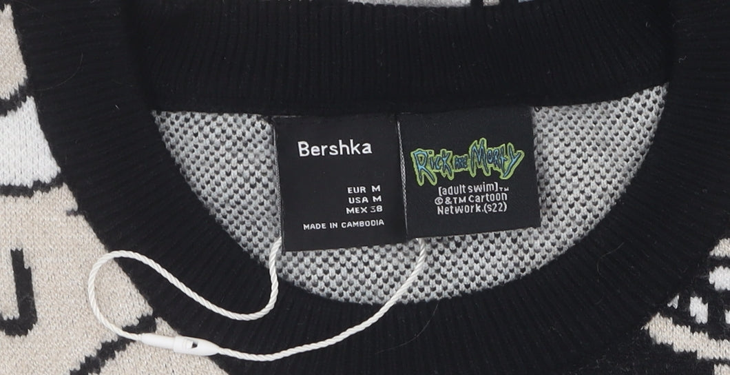 Bershka Rick and Morty Men's Black M Pullover Jumper