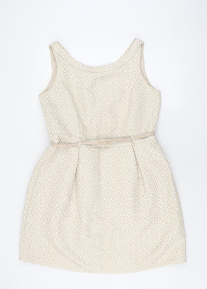 Yumi Women's Beige Fit & Flare Dress Size 16