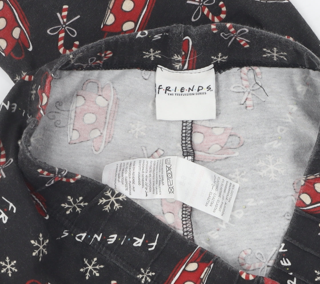Friends Girls Black Pyjama Set, 6-8 Years, Christmas Theme