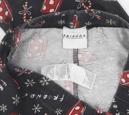 Friends Girls Black Pyjama Set, 6-8 Years, Christmas Theme