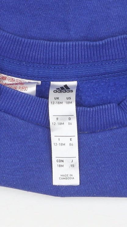 Adidas Unisex Baby Blue Pullover Jumper 12-18 Months