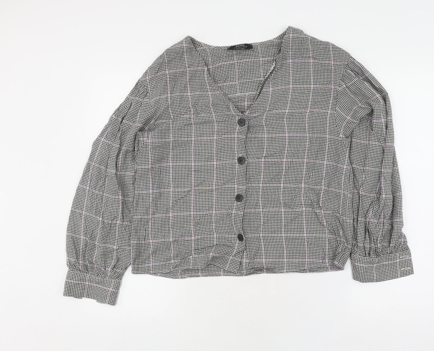 Bershka Women's Multicoloured Check Button-Up Shirt M