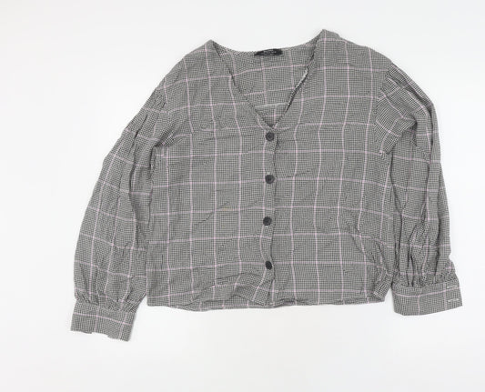 Bershka Women's Multicoloured Check Button-Up Shirt M
