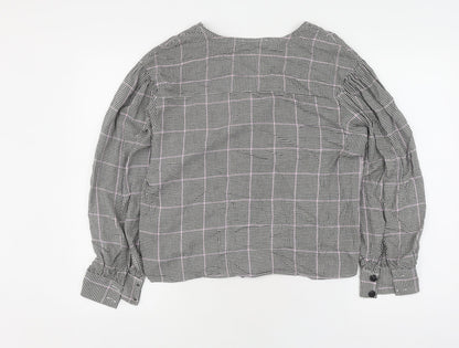 Bershka Women's Multicoloured Check Button-Up Shirt M