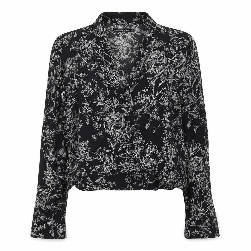 Womens UK Size S Abercrombie & Fitch Black Wrap Blouse