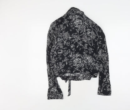 Abercrombie & Fitch Women's Small Black Floral Wrap Blouse