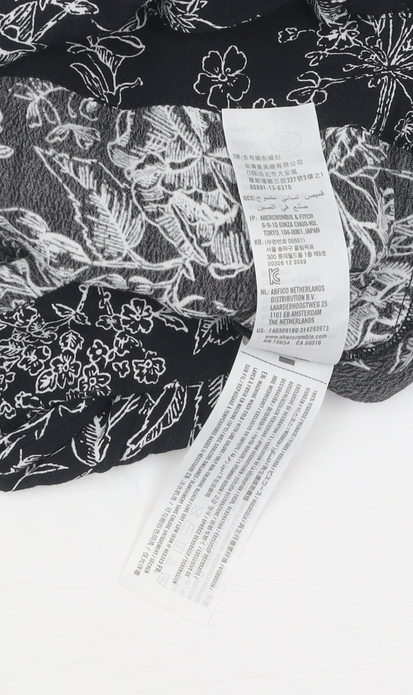 Abercrombie & Fitch Women's Small Black Floral Wrap Blouse