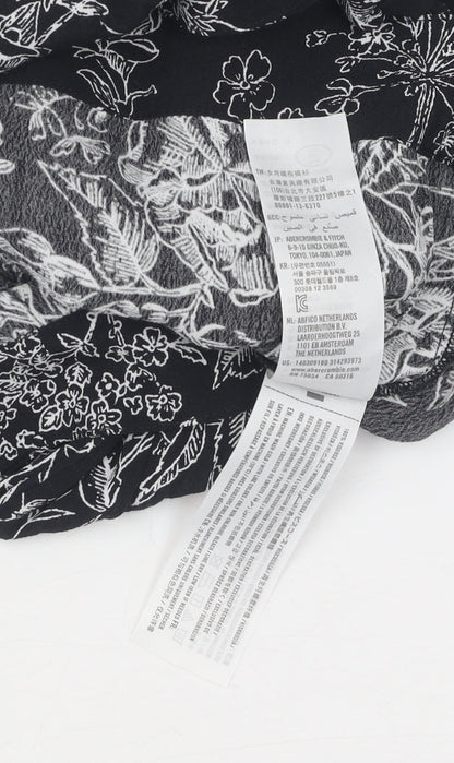 Abercrombie & Fitch Women's Small Black Floral Wrap Blouse