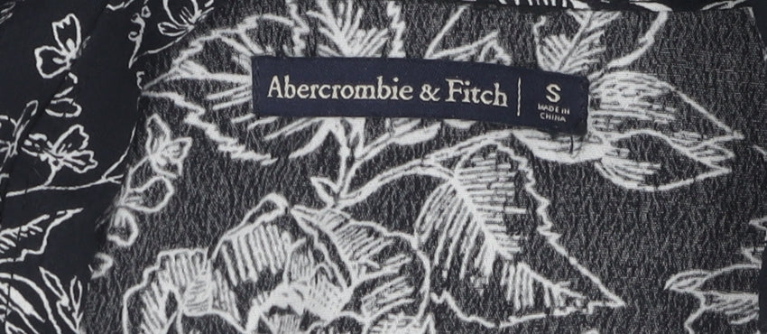 Abercrombie & Fitch Women's Small Black Floral Wrap Blouse