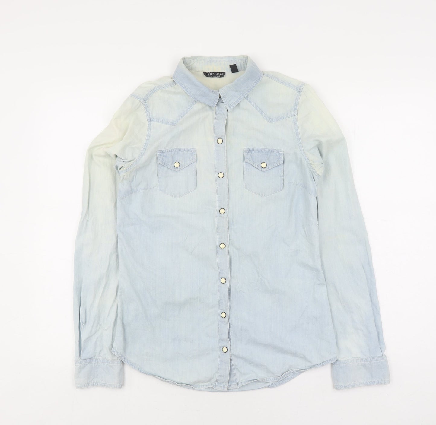 Womens UK Size 8 Topshop Blue Basic Button-Up
