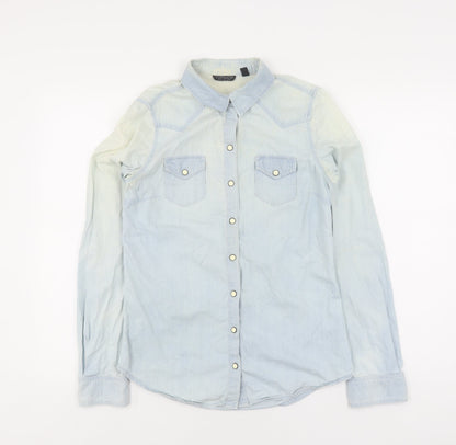 Womens UK Size 8 Topshop Blue Basic Button-Up