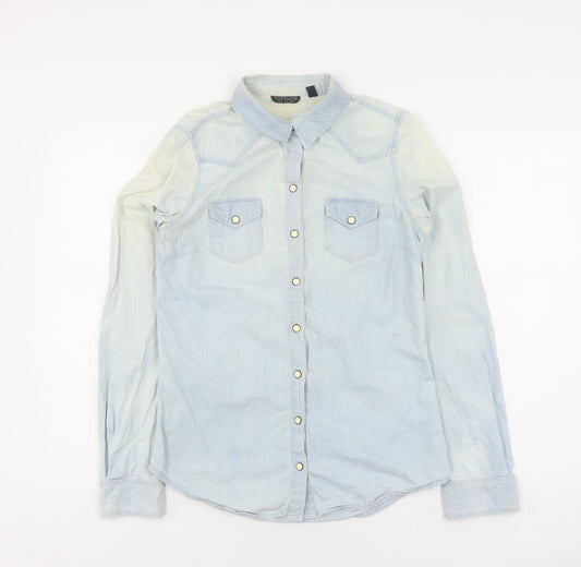 Womens UK Size 8 Topshop Blue Basic Button-Up