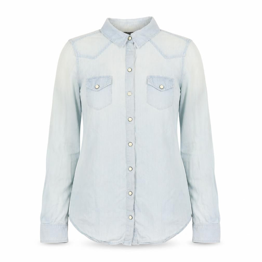 Womens UK Size 8 Topshop Blue Basic Button-Up