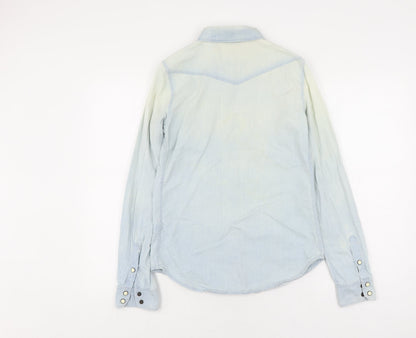 Womens UK Size 8 Topshop Blue Basic Button-Up