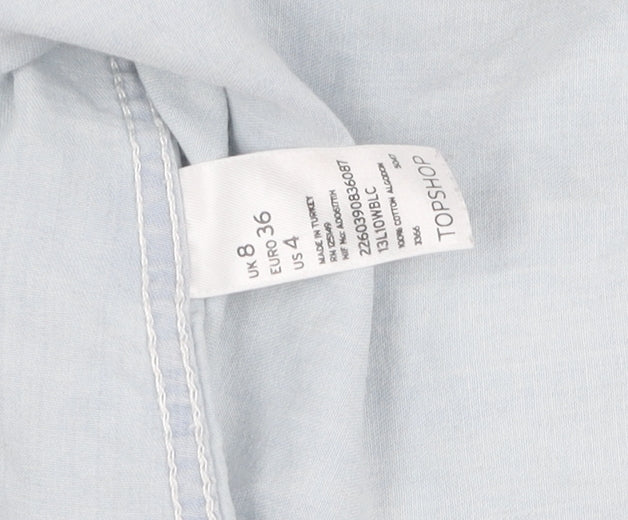 Womens UK Size 8 Topshop Blue Basic Button-Up